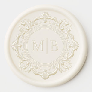 Ivory Ornate Floral Wedding Monogram Wax Seal Sticker