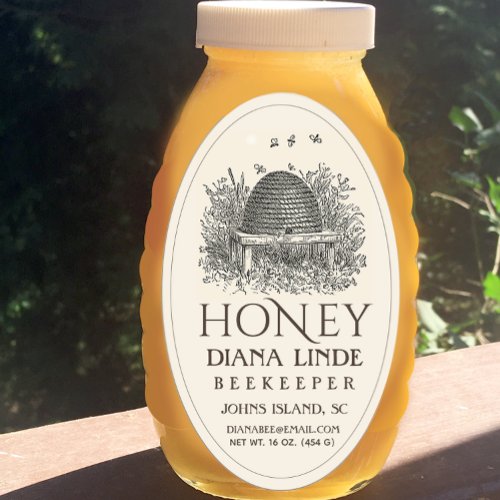 Ivory Oval  Queenline Honey Label Vintage Skep