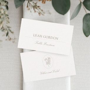 Ivory Oval & Stripe Wedding Place Card