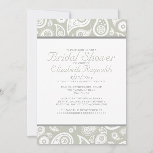 Ivory Paisley Bridal Shower Invitations