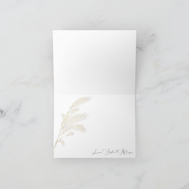 Ivory Pampas Grass Allison1 Letterpress Thank You Card (Inside)
