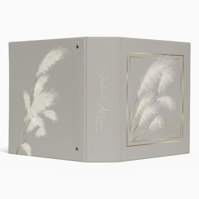 Ivory Pampas Grass Allison 3 Ring Binder (Background)