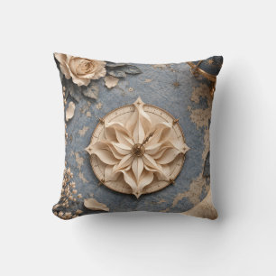 Ivory Paper Compass Rose Vintage Blue Map Throw Pillow