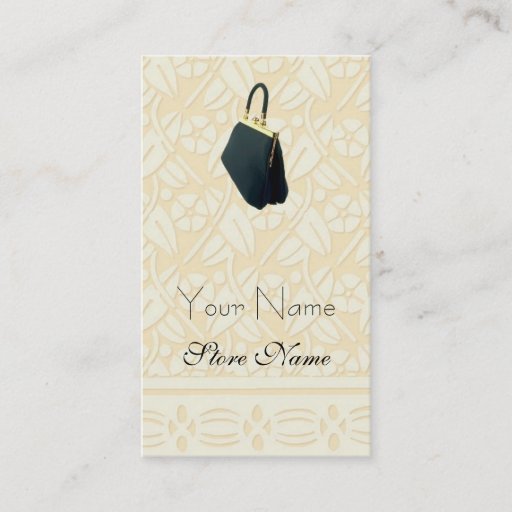 Customizable Ivory Patterned with Black Purse Business Cards