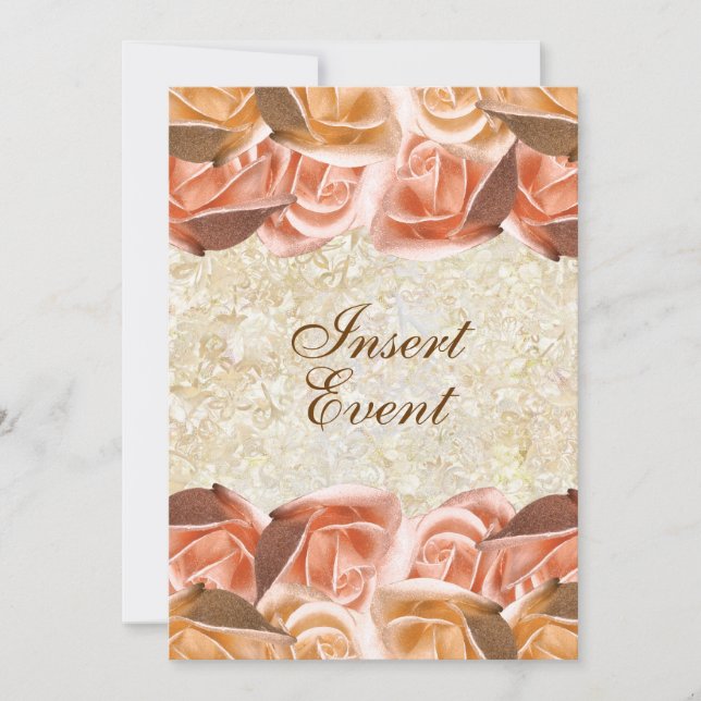 Ivory peach rose birthday wedding invitation (Front)
