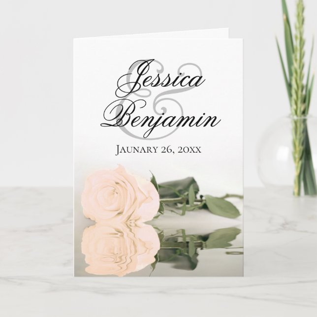 Ivory Peach Rose Elegant Romantic Photo Wedding Invitation (Front)