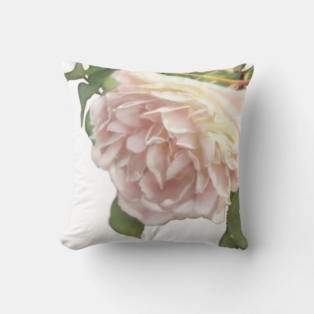 Ivory peach roses throw pillow (Front)