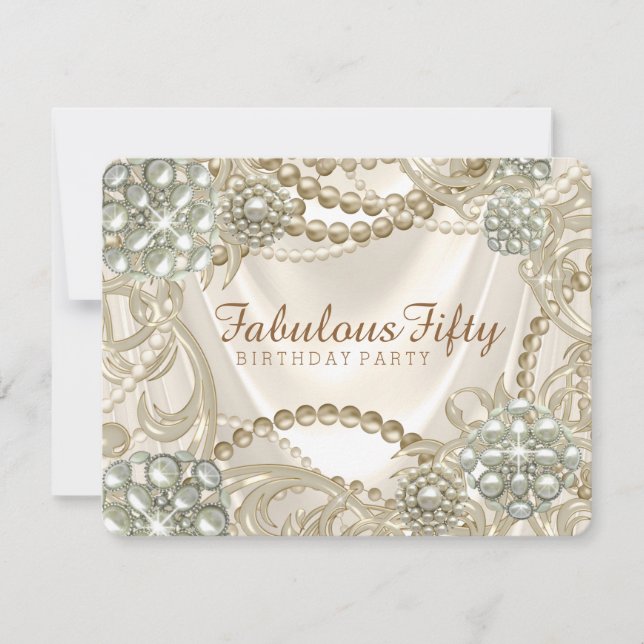 Ivory Pearl Birthday Party Invitation (Front)