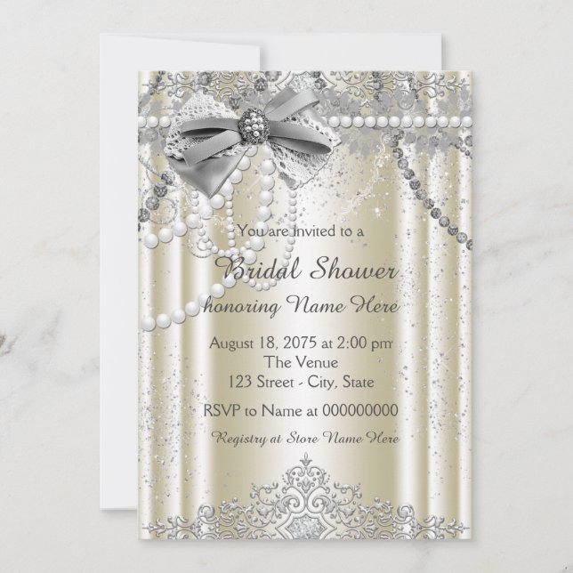 Ivory Pearl Bridal Shower Invitation (Front)