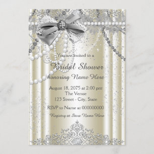 Ivory Pearl Bridal Shower Invitation
