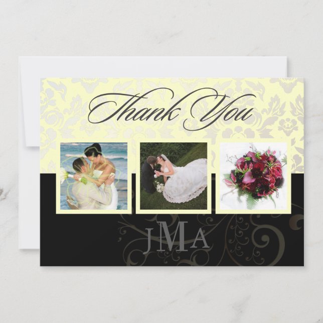 Ivory + Pearl Damask, Thank you cards, DIY colors! (Front)