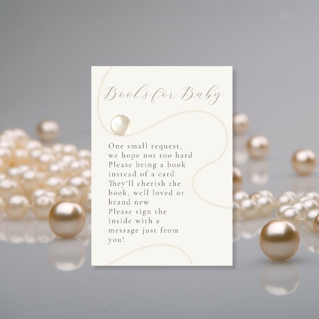 Ivory Pearl Elegant Books for Baby Request Card (Creator Uploaded)