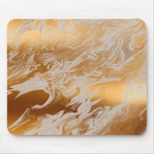 Ivory Pearly Titanium Gold White Steel Abstract Mouse Pad