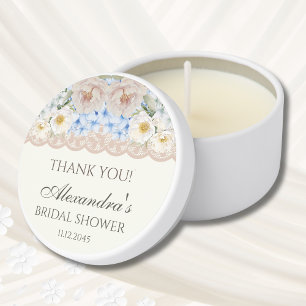 Ivory Peony Blue Hydrangea Bridal Shower Mini Candle Favors