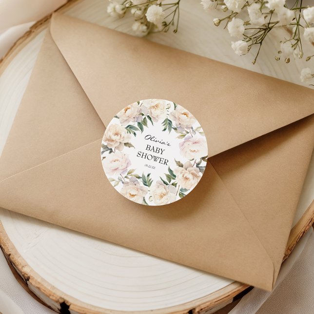 Ivory Peony Floral Neutral Baby Sticker (Creator Uploaded)
