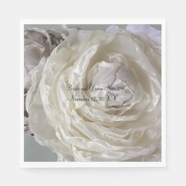 Ivory Peony Wedding Paper Napkins (Front)