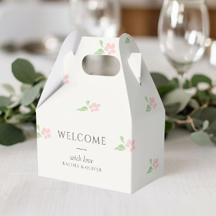 Ivory Petit Blush Pink Floral Welcome Favor Box
