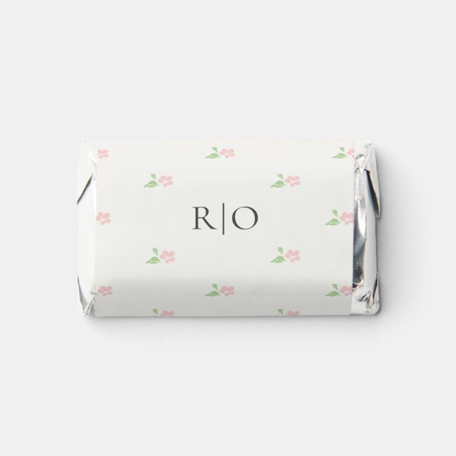 Ivory | Petit Pink Floral Initials Wedding  Hershey's Miniatures (Front)