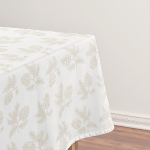 Ivory Pine sprigs with pinecones holiday Tablecloth