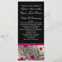ivory pink and black floral Wedding program