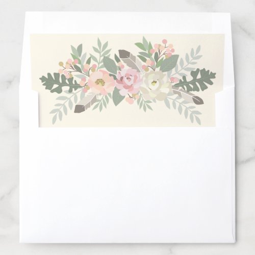 Ivory Pink and Gold Floral Boho Wedding Envelope Liner