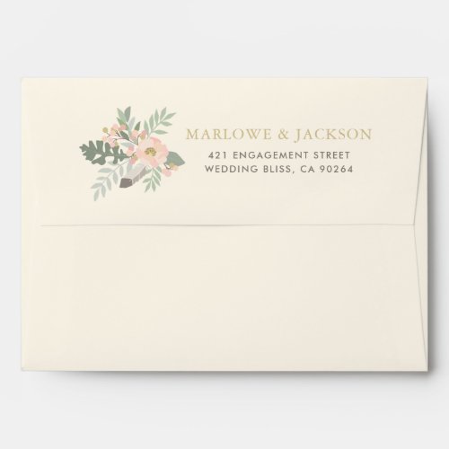Ivory Pink and Gold Floral Boho Wedding Mailing Envelope