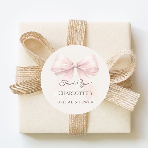 Ivory pink bow thank you Bridal Shower