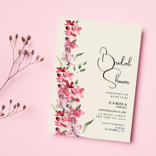 Ivory pink burgundy mint floral Bridal Shower Invitation