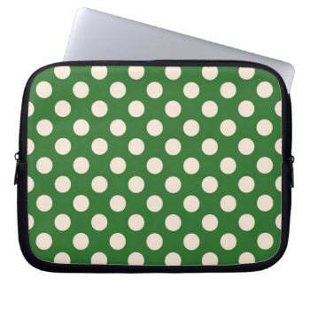 Ivory Polka Dots On Green Electronics Bag by CuteLittleTreasures at Zazzle