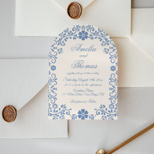 Ivory Powder Blue Whimsical Wedding Invitation
