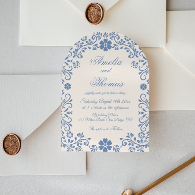 Ivory Powder Blue Whimsical Wedding Invitation (Creator Uploaded)