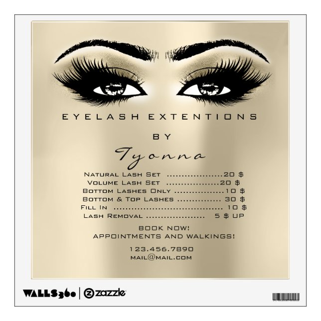 Ivory Price List Eyes Makeup Lashes Extension Wall Decal (Front)