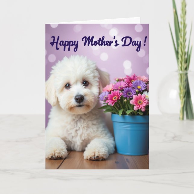 Ivory Puppy Mothers Day Card (Front)