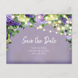 Ivory & Purple Hydrangeas Purple Save the Date Postcard