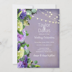 Ivory & Purple Hydrangeas   Purple Wedding Invitation