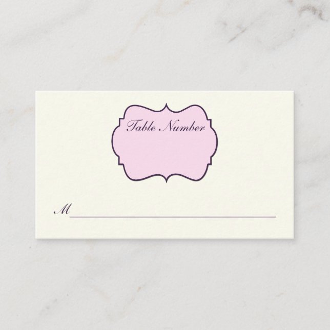Ivory, Purple, Pink Damask Place Card (Front)