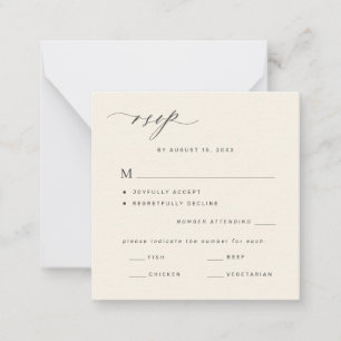 Ivory QR code or classic response wedding RSVP Note Card