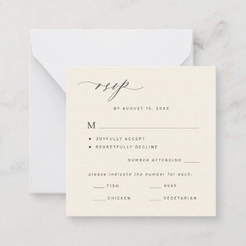 Ivory QR code or classic response wedding RSVP Note Card