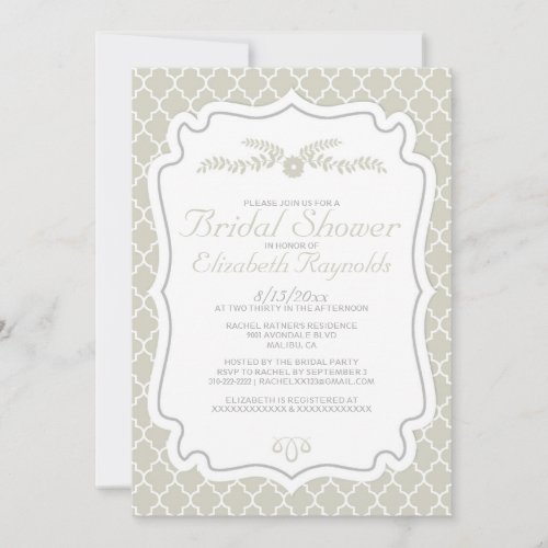 Ivory Quatrefoil Bridal Shower Invitations