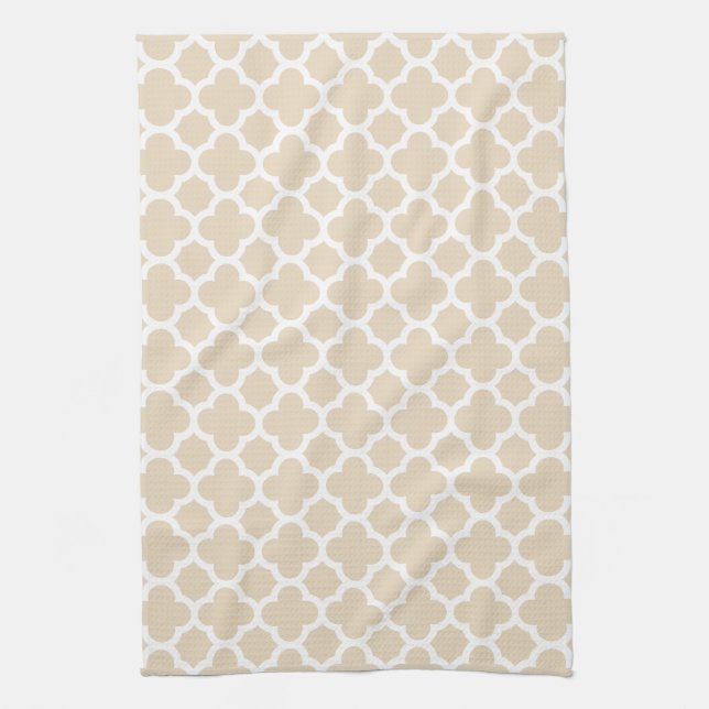 Ivory Quatrefoil Trellis Pattern Kitchen Towels (Vertical)