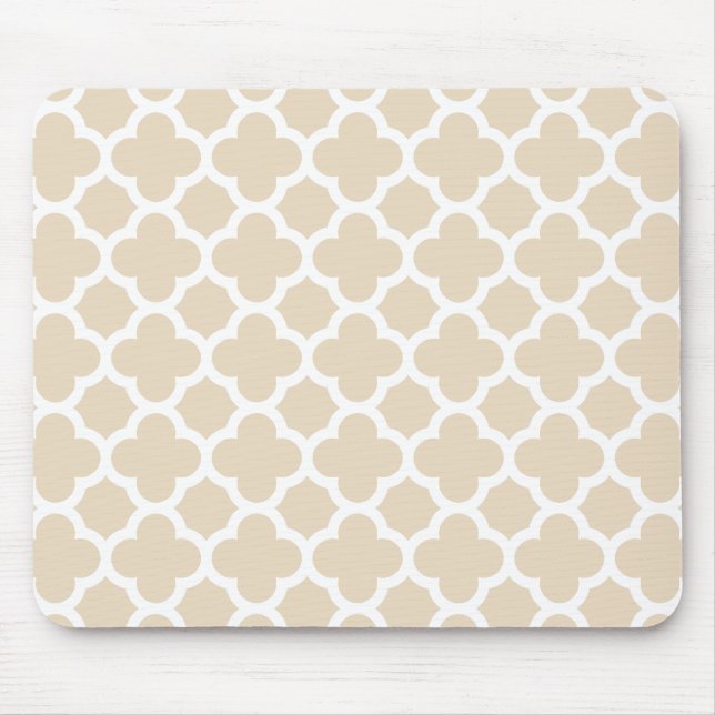 Ivory Quatrefoil Trellis Pattern Mouse Pad (Front)