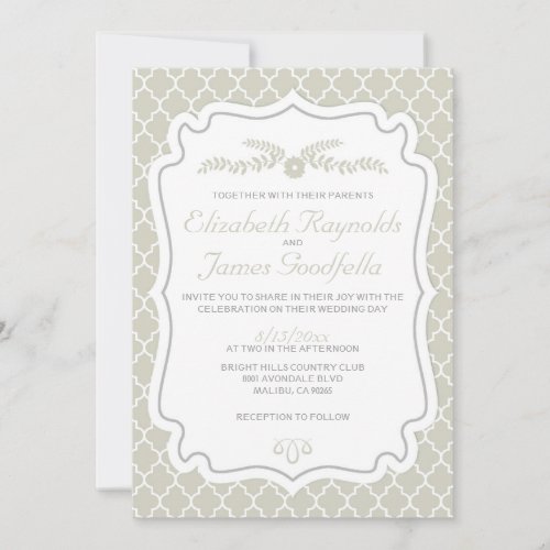 Ivory Quatrefoil Wedding Invitations