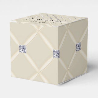 Ivory Quilted Bling Diamond Posh Wedding Favor Box