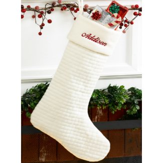 Ivory Quilted Soft Cotton Christmas Stocking