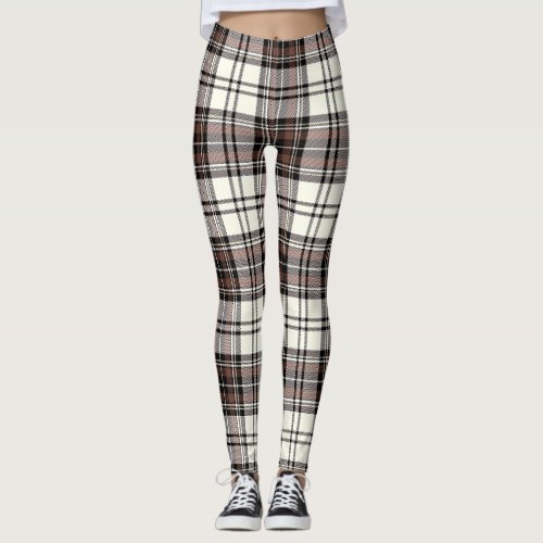 Ivory Quincy Black Colors Tartan Plaid Pattern  Leggings