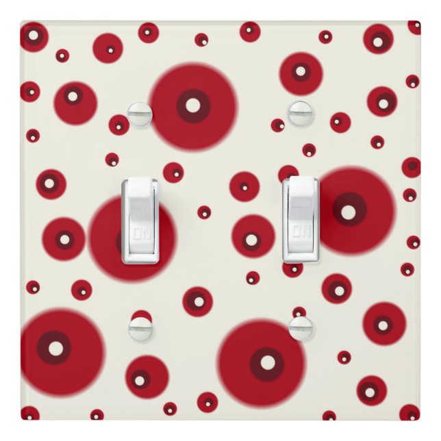 Ivory Red Dots Funky Whimsical Circle Pattern  Light Switch Cover (In Situ)
