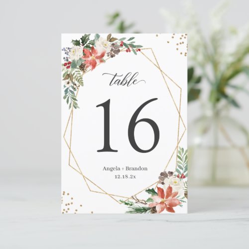 Ivory Red Poinsettia Floral Wedding Table Number - Ivory Red Poinsettia Floral Wedding Table Number Card. 
(1) Please customize this template one by one (e.g, from number 1 to xx) , and add each number card separately to your cart. 
(2) For further customization, please click the "customize further" link and use our design tool to modify this template. 
(3) If you need help or matching items, please contact me.