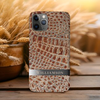 Ivory Red Reptile Digital Leather Smoke Metal