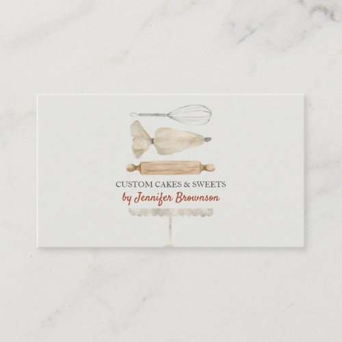 Ivory Red Unique Bakery Pastry Chef Cake Maker Business Card