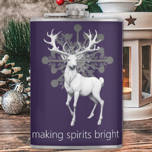 Ivory Reindeer Christmas   Purple Flask